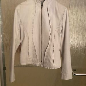 Cache optic white leather jacket size 4
